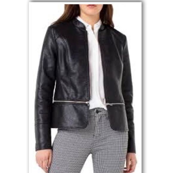Liverpool Jeans Company Jackets & Blazers - LIVERPOOL LOS ANGELES Convertible Faux-leather Moto Jacket In Black, Size XS
